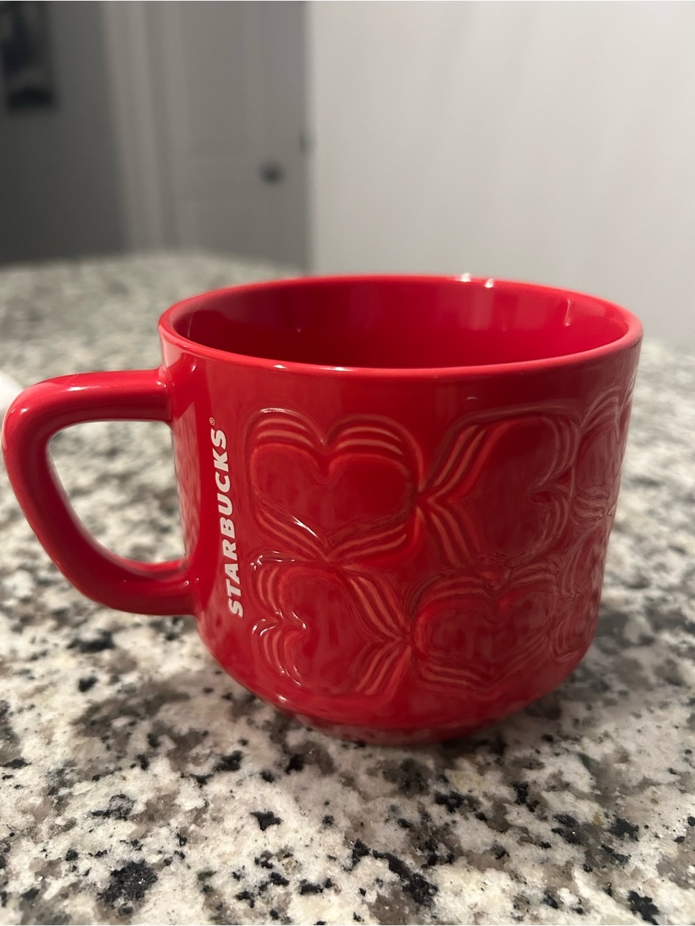 Starbucks 2018 Valentine’s Day Red Embossed Heart Mug 12 oz ❤️